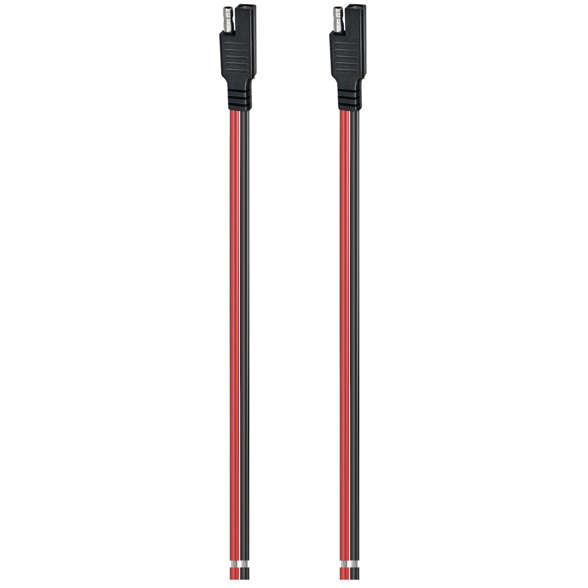 Oyviny 12AWG SAE Connector Cable 1 Feet 2 Pin SAE Single Ended Quick Connector Disconnect Plug Solar Panel Connector Extension Cable 33CM for Motorcycles, Vehicle, Tractors Solar Panel 2PCS