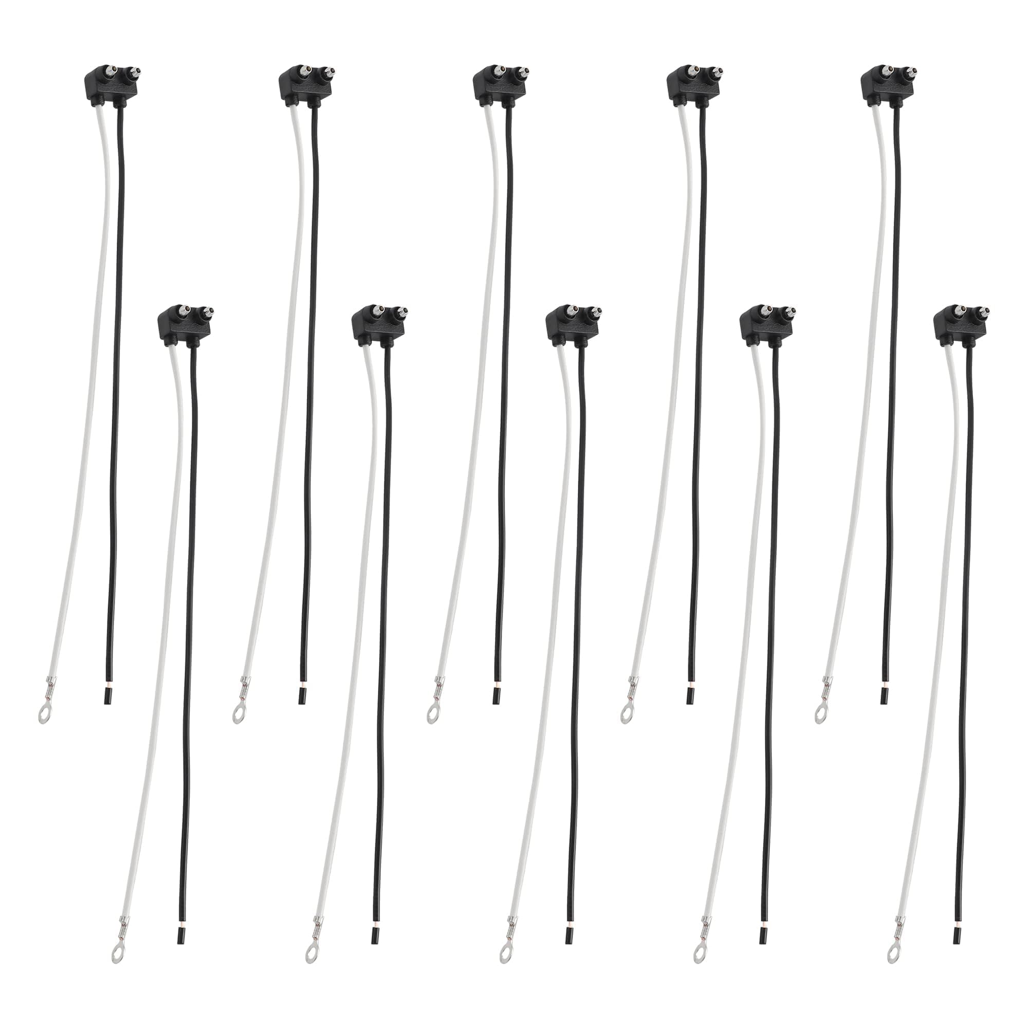 Oyviny 10PCS Truck Trailer 2 Wire Pigtail Harness 8.5" Long, Right Angle 2 Pin Trailer Light Connector Fits with 2" and 2.5" Side Marker/Clearance Light, 2-Wire Pigtail for Optronics Trailer Lights