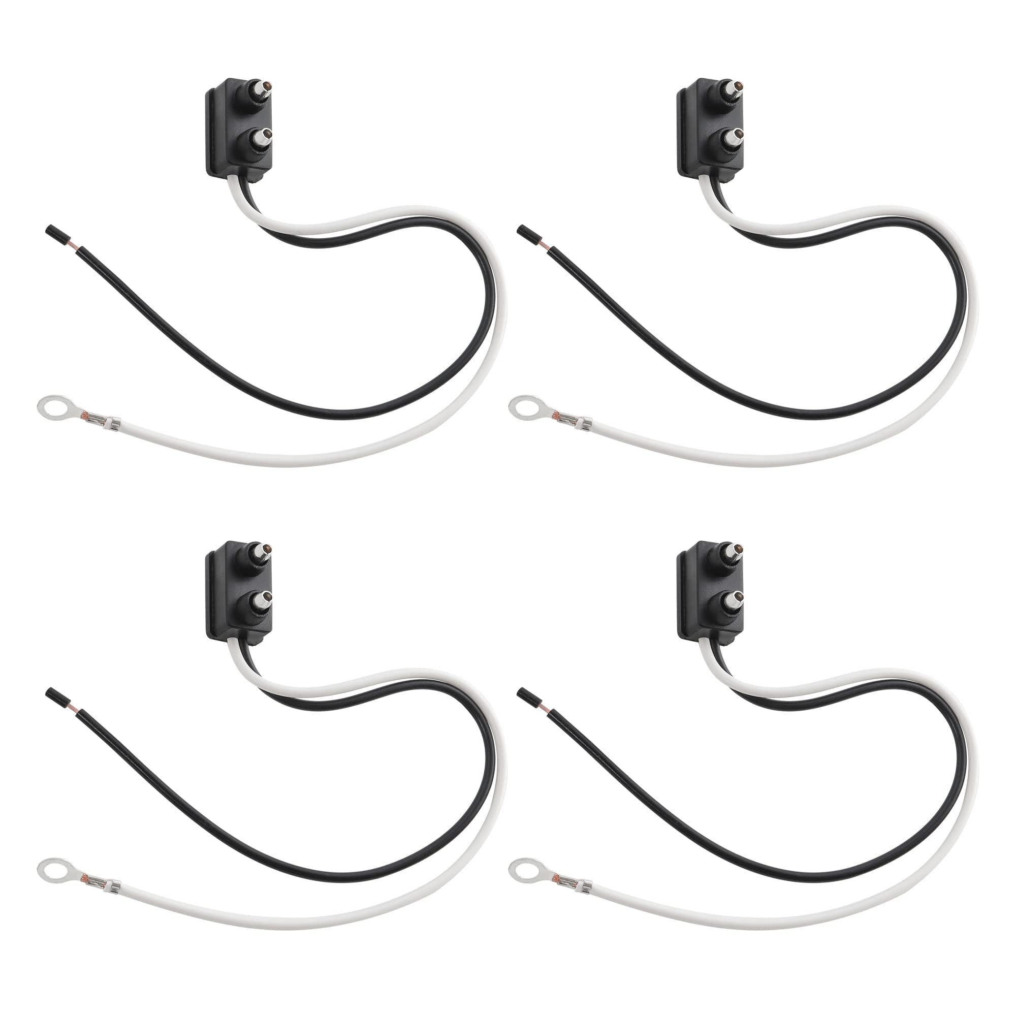 Oyviny 4PCS Trailer Light 2 Wire Pigtail Harness 10" Long, 2 Pin Trailer Light Connector Fits with 2" and 2.5" Side Marker/Clearance Light, 2-Wire Pigtail for Optronics Trailer Lights