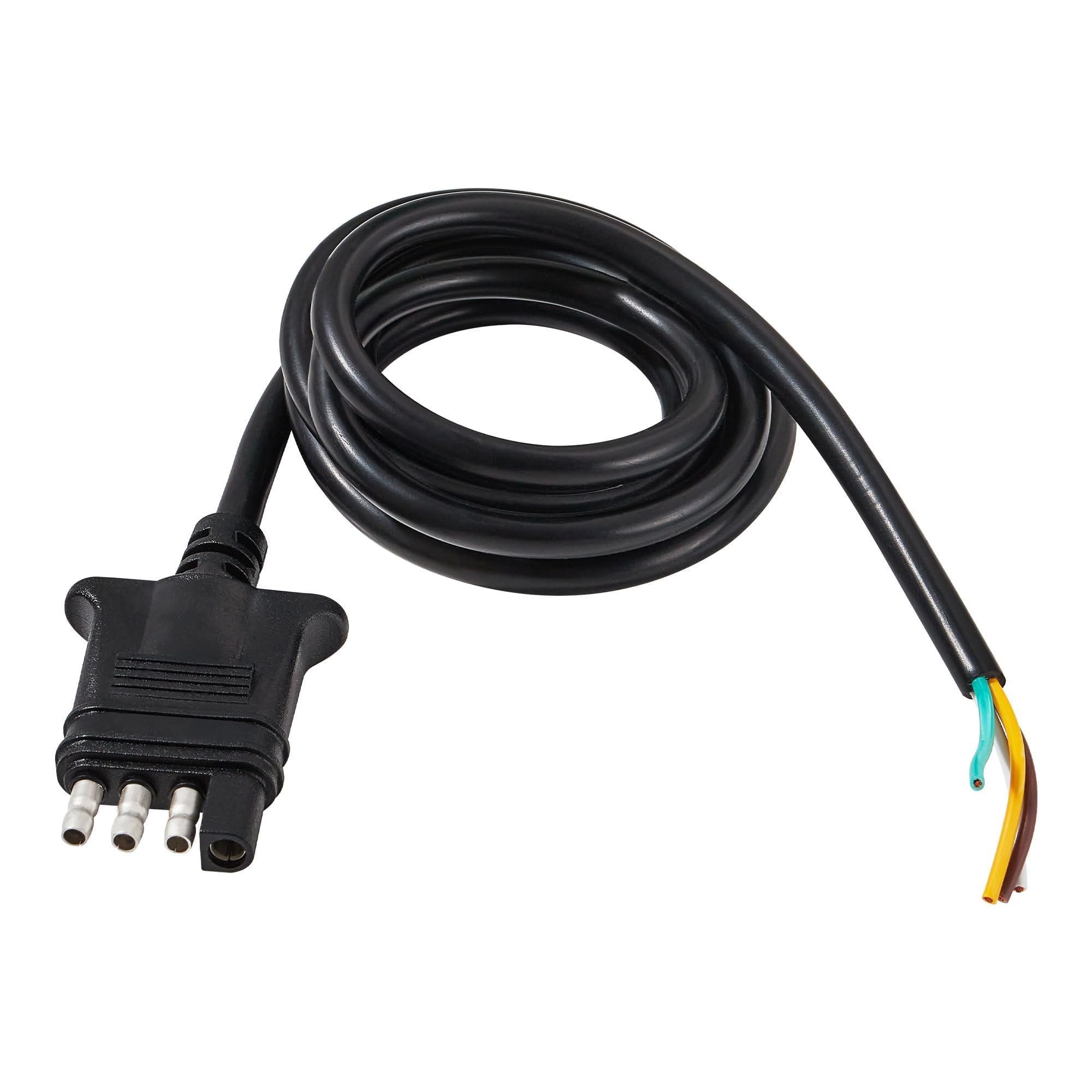 Oyviny Heavy Duty 4 Pin Trailer Wiring Harness 5 Feet, 18AWG Pure Copper Flat 4 Pin Trailer Plug Connector Jacketed Cable, Trailer-Side 4 Way Tow Harness Color-Coded Wires