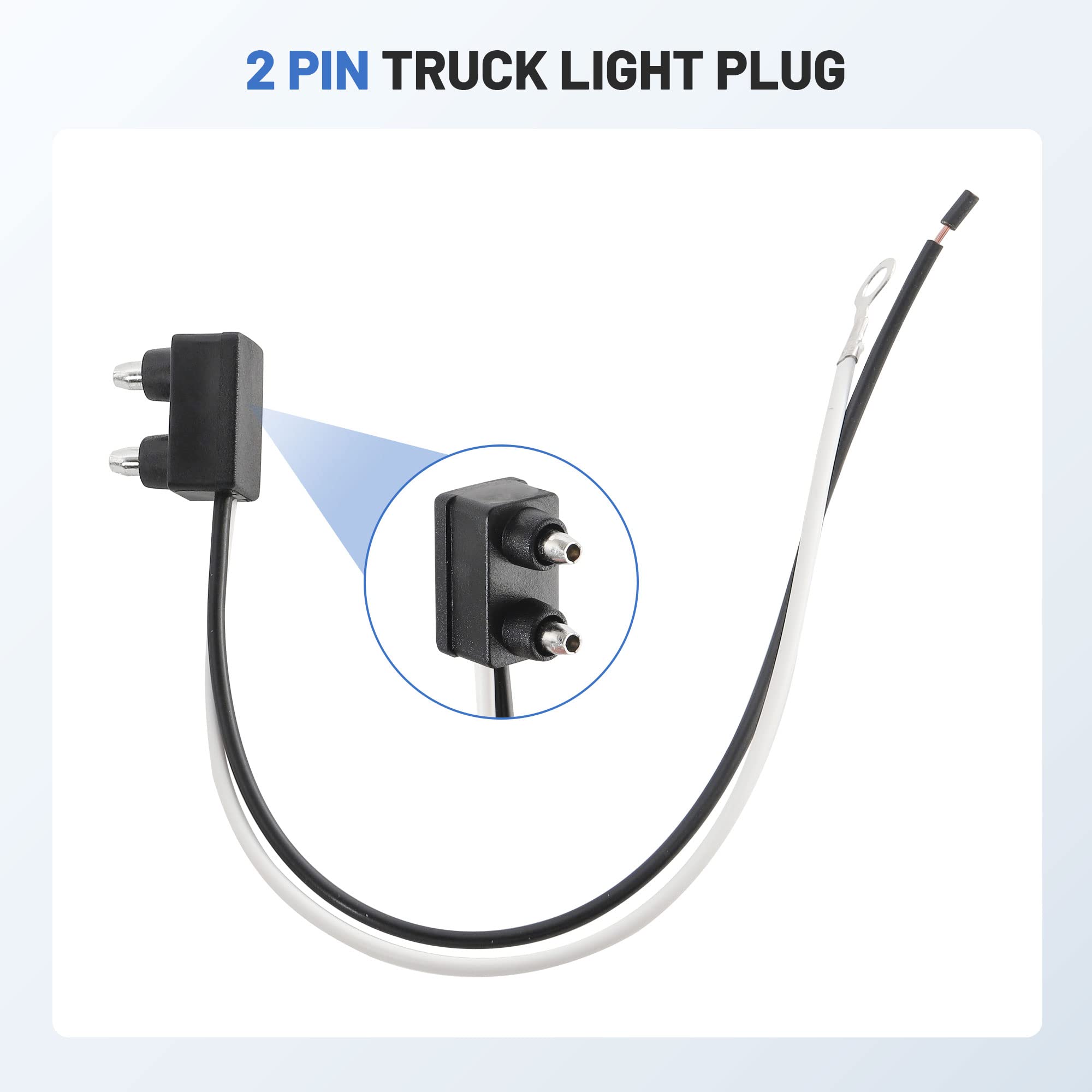 Oyviny 10PCS Trailer Light 2 Wire Pigtail Harness 10" Long, 2 Pin Trailer Light Connector Fits with 2" and 2.5" Side Marker/Clearance Light