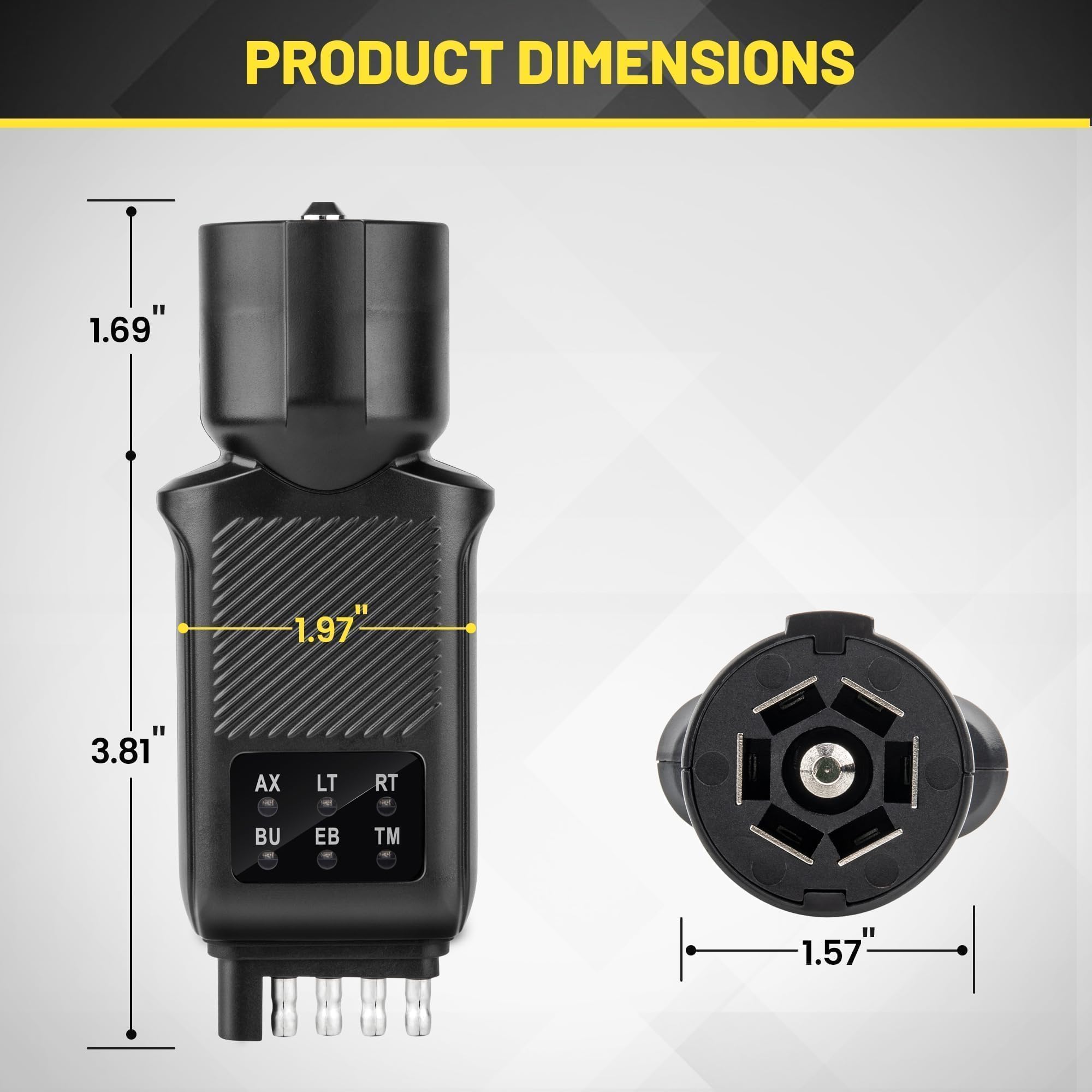Oyviny 3-in-1 Trailer Plug Tester 4/5 Pin Flat & 7 Pin Trailer Light Tester with Double-Sided LED Indicators, 5 Way & 7 Way RV Trailer Connector Tester, Not Suitable for Vehicle with Lamp Out Sensor