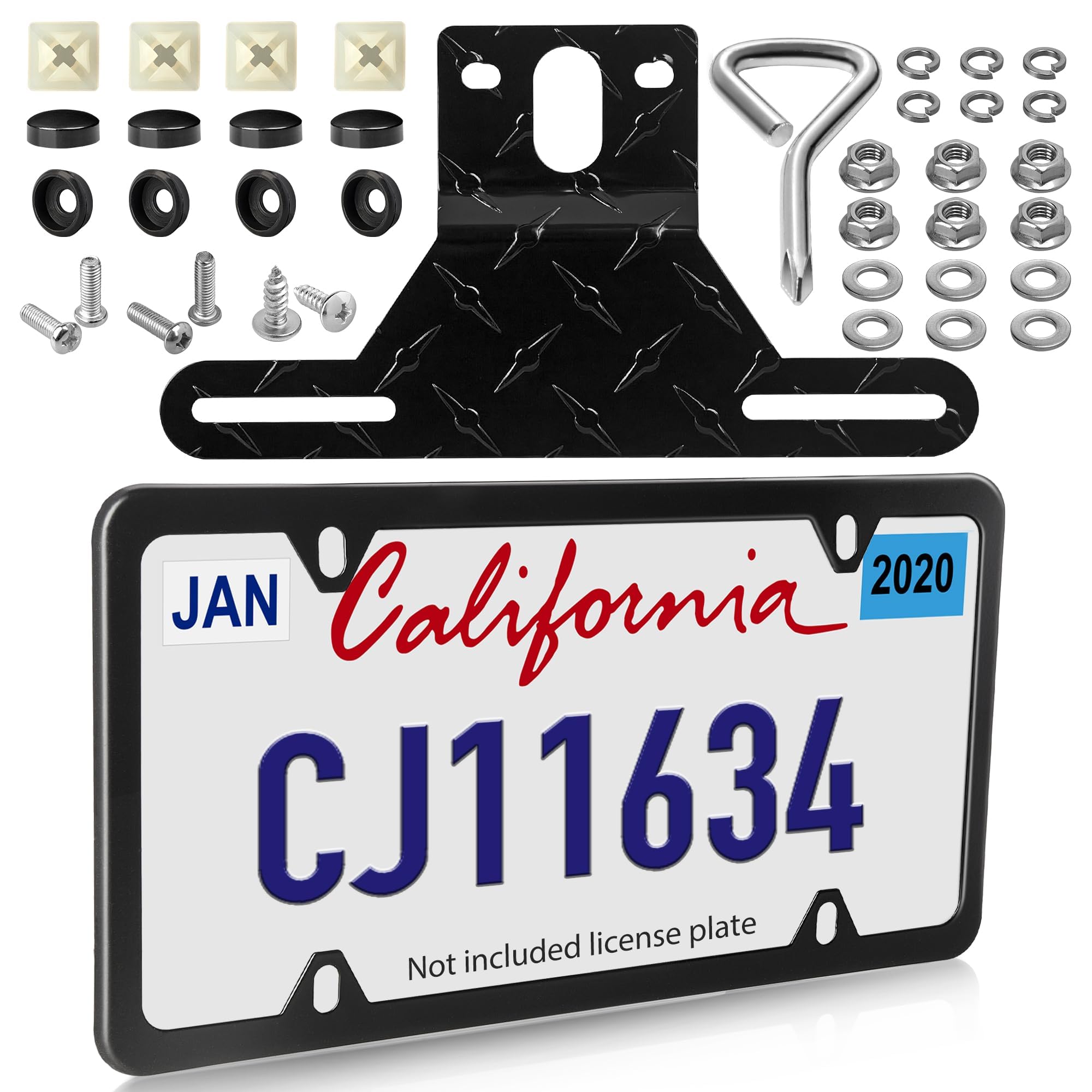 Oyviny Trailer License Plate Bracket Holder Frame Kit for Boat ATV UTV RVs Trucks Utility Trailer, Universal Stainless Steel Car Tag Frame Trailer Light Bracket with Mounting Hardwares