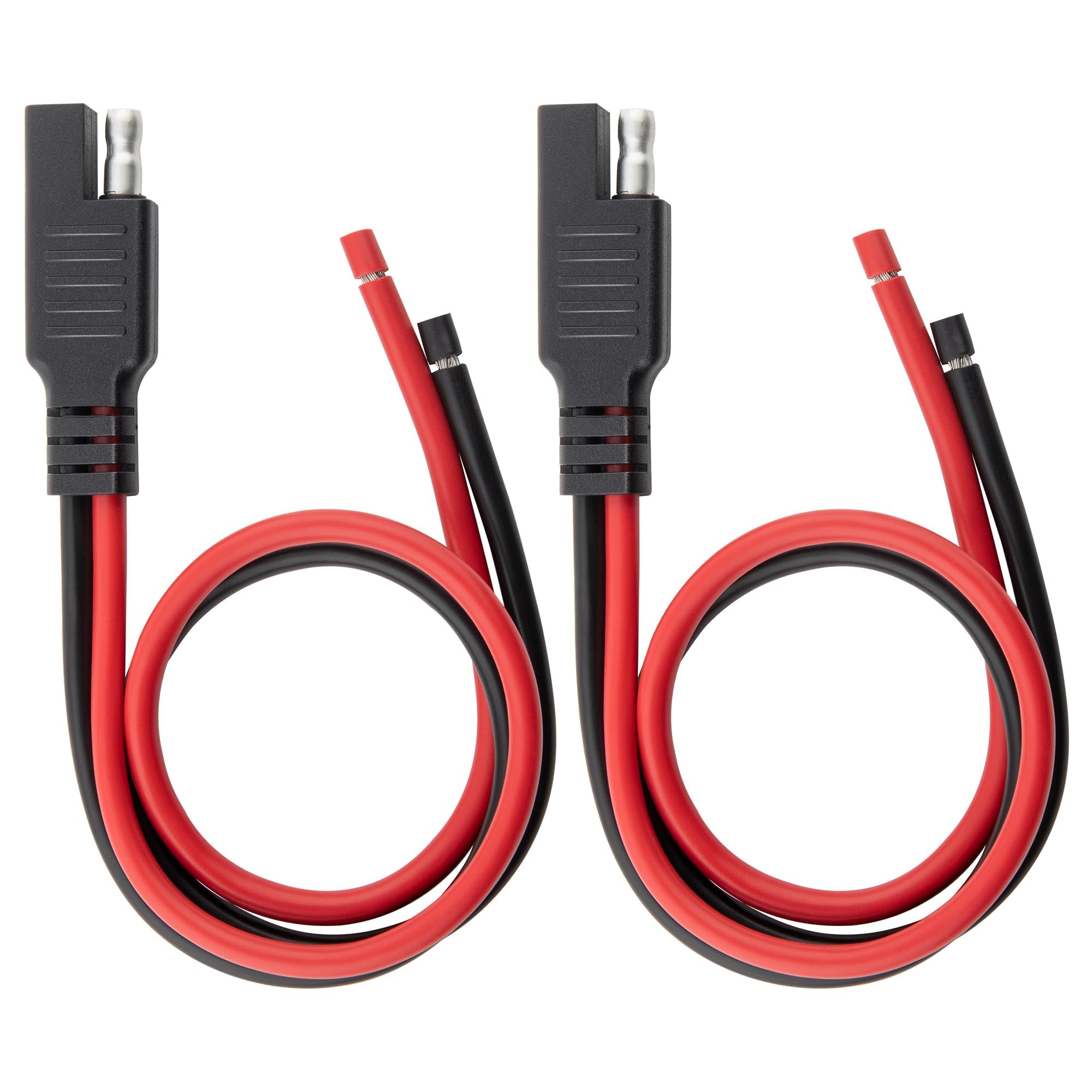 Oyviny 12AWG SAE Connector Cable 1 Feet 2 Pin SAE Single Ended Quick Connector Disconnect Plug Solar Panel Connector Extension Cable 33CM for Motorcycles, Vehicle, Tractors Solar Panel 2PCS
