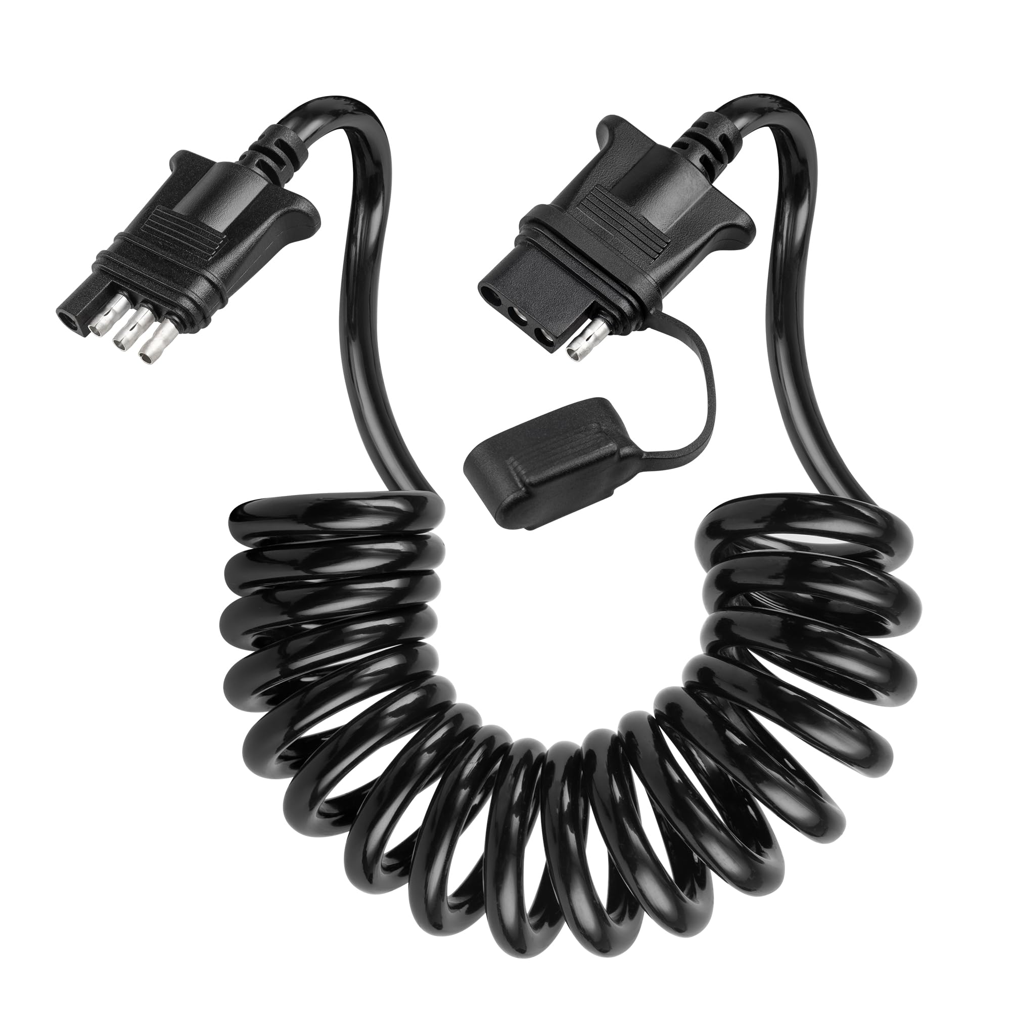 Oyviny 4 Pin Trailer Extension Coiled Cable 7.5FT, Vehicle Side and Trailer Side 4 Pin Trailer Wire Extension 18AWG Stretchable Trailer Light Extension Pure Copper Wires