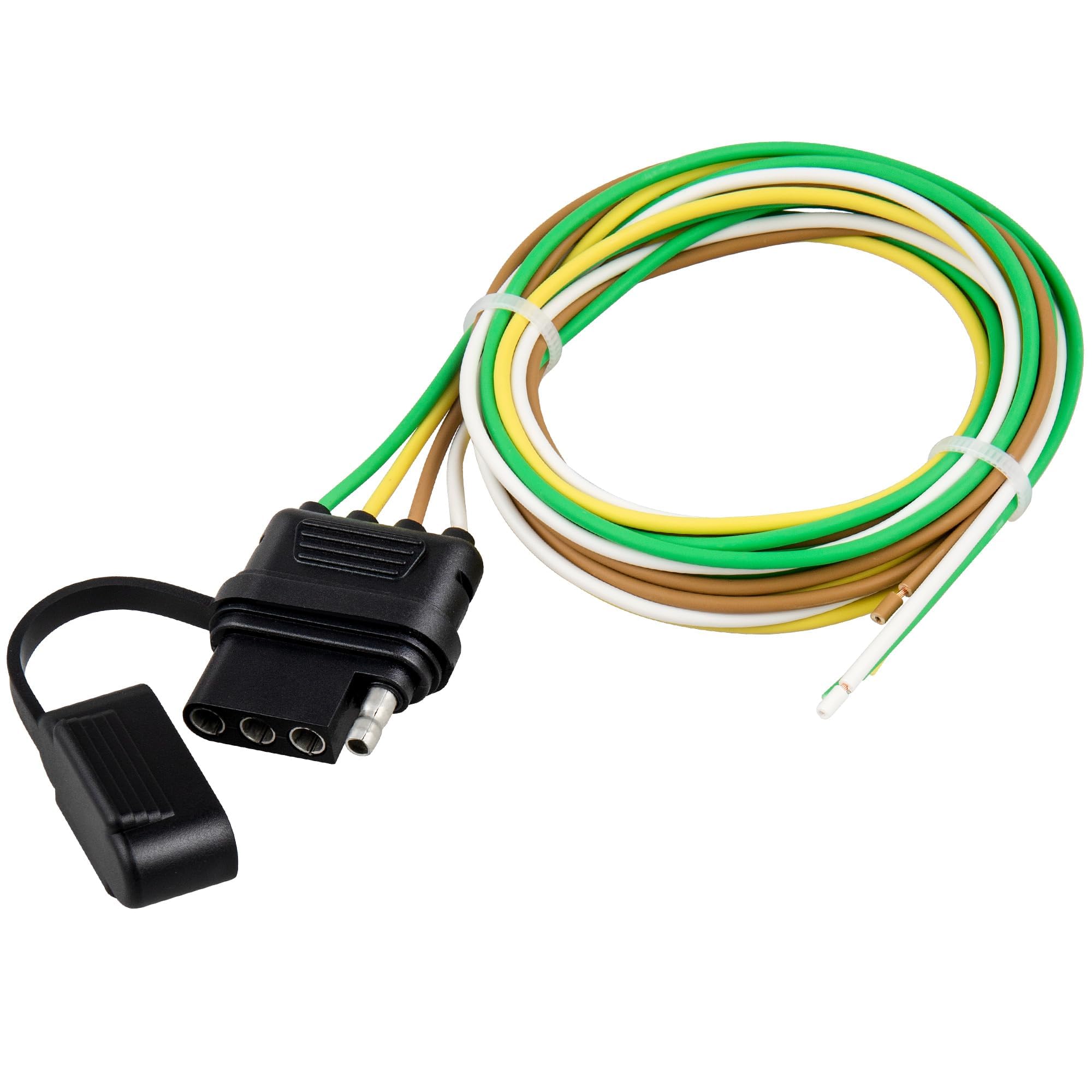 Oyviny Vehicle-Side 4-Pin Flat Trailer Wiring Harness 4Ft Heavy Duty 4 Pin Female Trailer Connector Pure Copper Wire Car Side Trailer Plug 4-Way Flat 48 Inch