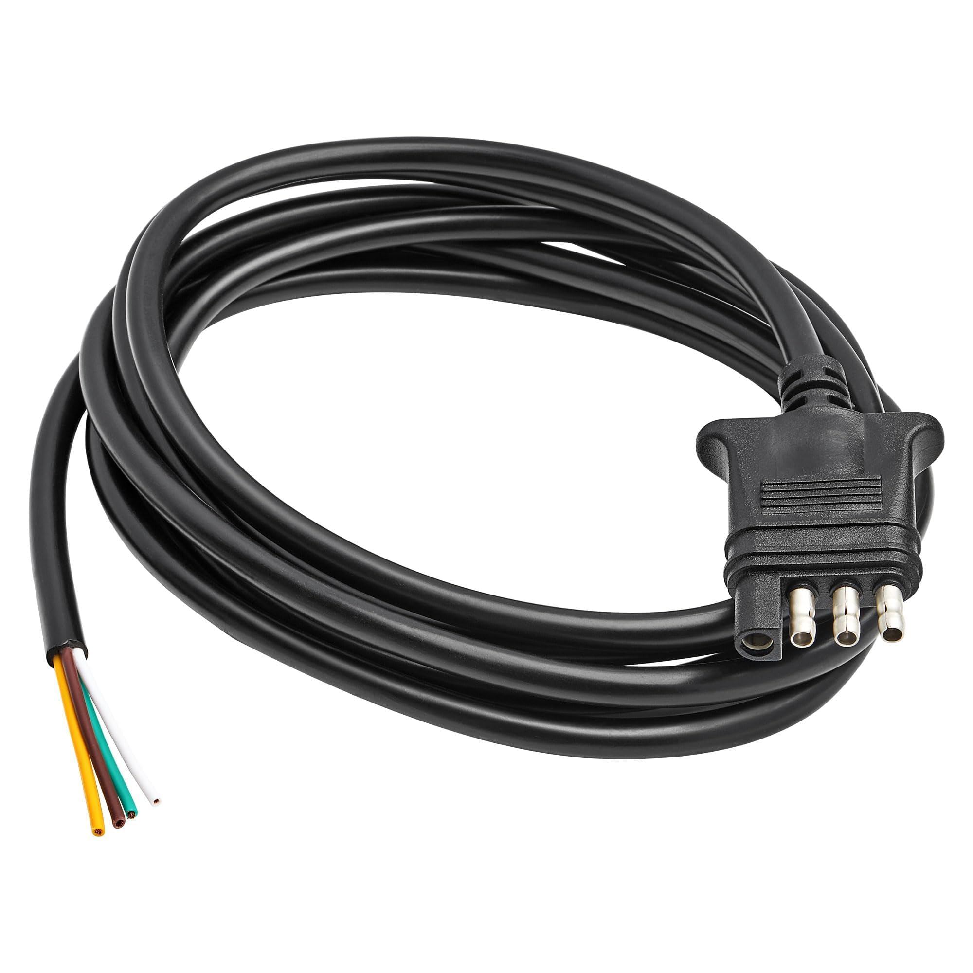 Oyviny 10Ft Trailer-Side 4-Pin Flat Wiring Harness with Jacketed Cable Protected Heavy Duty 18AWG Pure Copper Wires Standard 4 Pin Trailer Plug 4 Way Trailer Connector Color-Coded