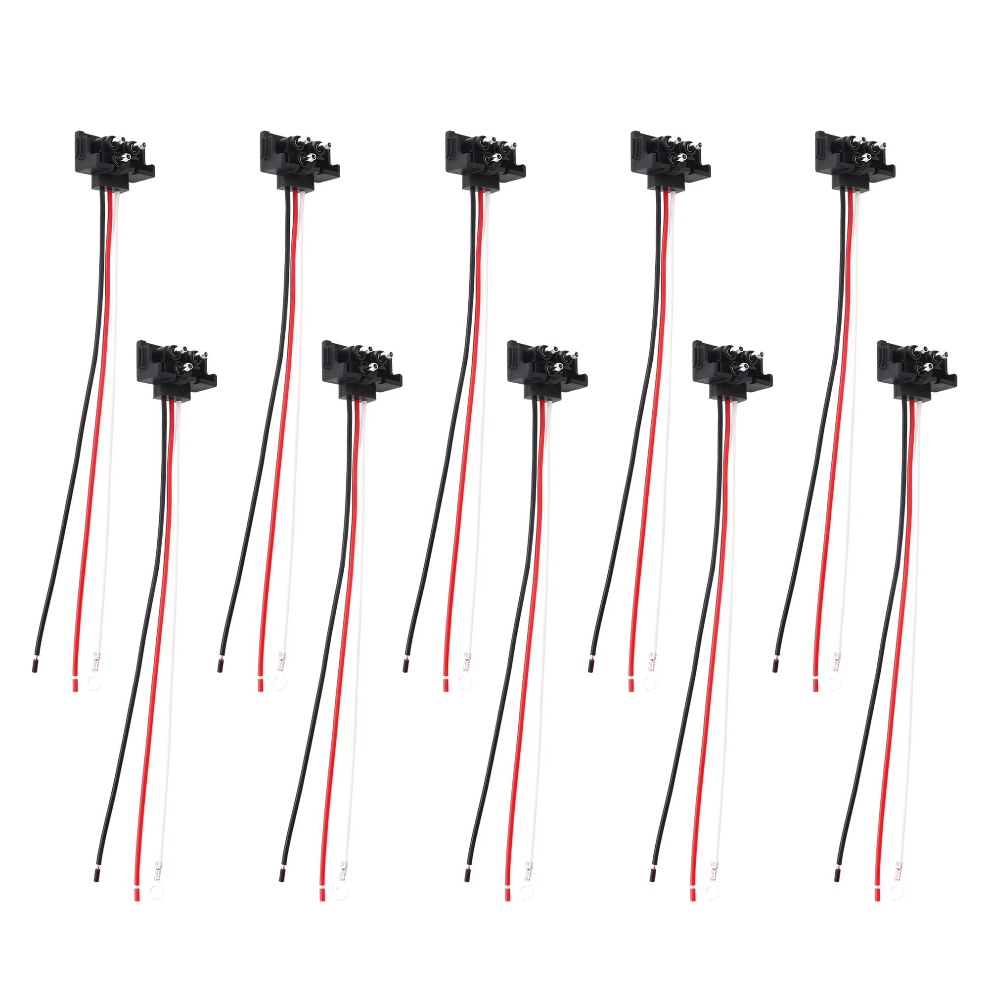 Oyviny 10PCS 3 Prong Pigtail Harness Connector, Right Angle 3 Wire Plug 20AWG for Truck Stop Turn Tail Brake Backup Trailer Light, Fit for Sealed 4" Round Lights and 6" Oval Lights (Pack of 2)