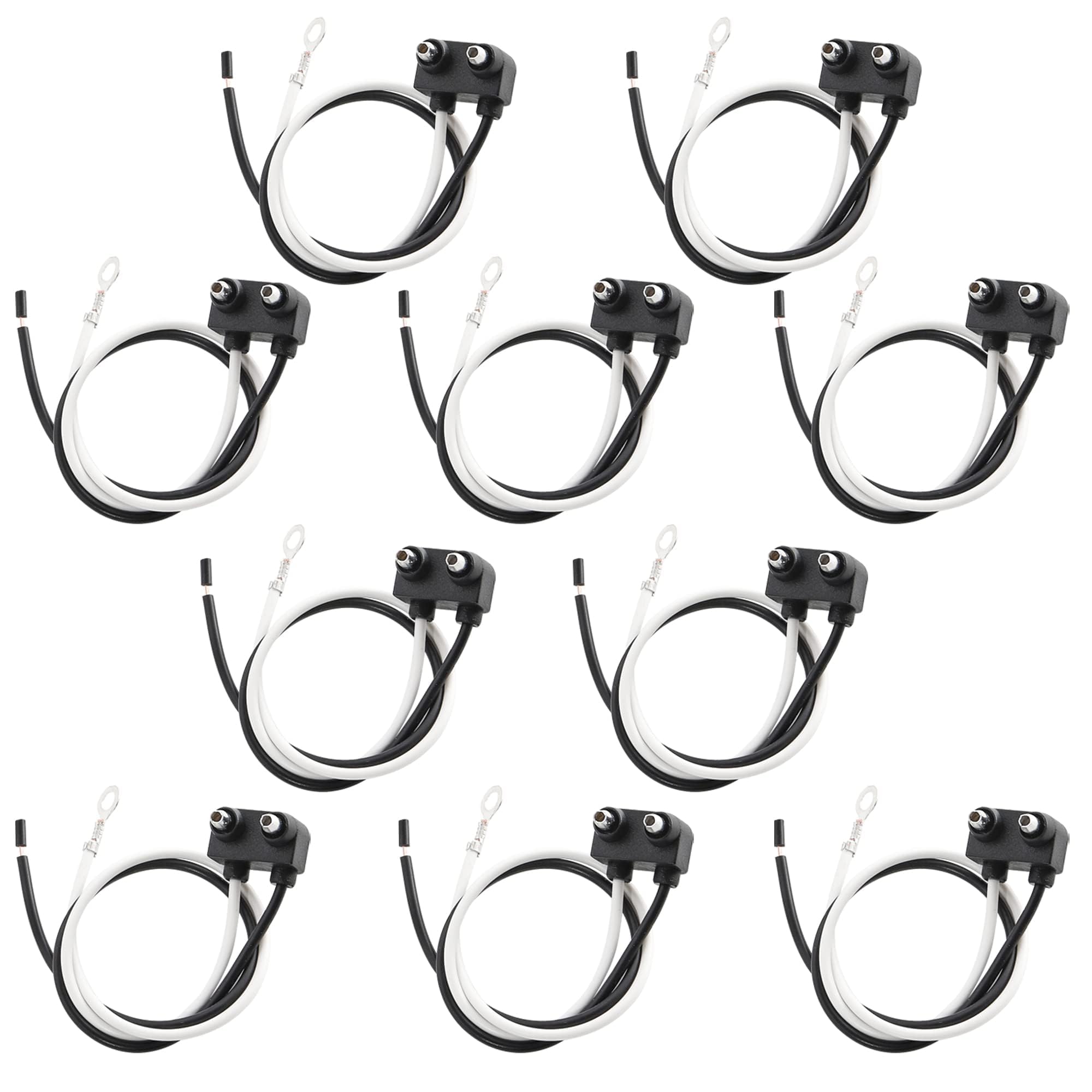 Oyviny 10PCS Truck Trailer 2 Wire Pigtail Harness 8.5" Long, Right Angle 2 Pin Trailer Light Connector Fits with 2" and 2.5" Side Marker/Clearance Light, 2-Wire Pigtail for Optronics Trailer Lights
