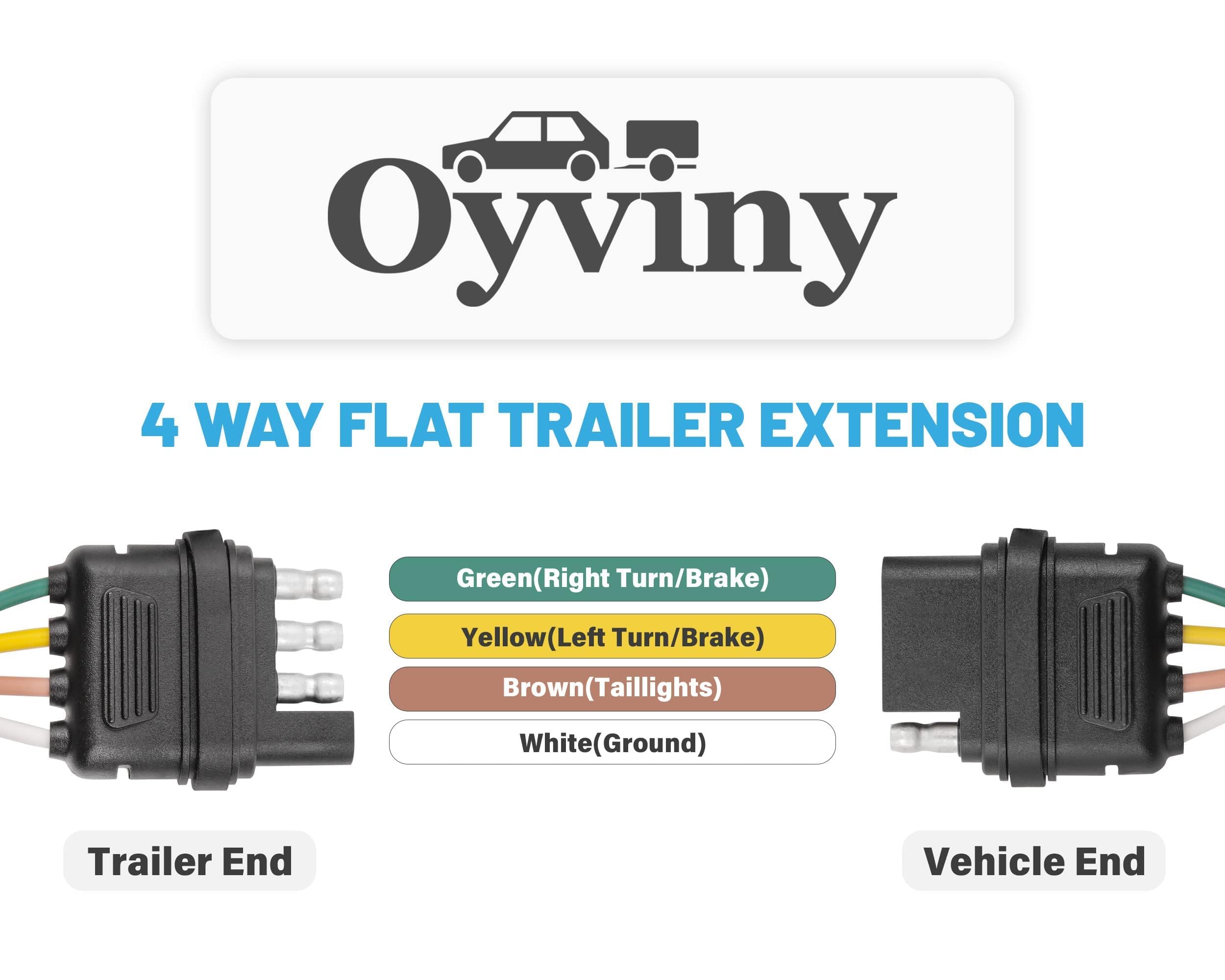 Oyviny 16AWG 4 Pin Vehicle & Trailer Side Wiring Harness Extension-10 Feet, 4-Way Flat Trailer Connector with Rubber Dust Cover