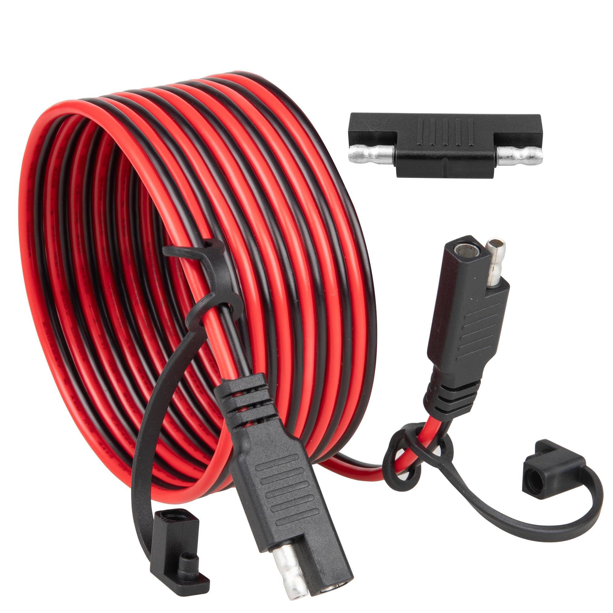 Oyviny 6FT 16AWG SAE Extension Cable with Polarity Reversing Adapter, Heavy Duty 2 Pin SAE Quick Connector with Dust Caps for Solar Panel Automotive Battery Charger Trolling Motor 12V