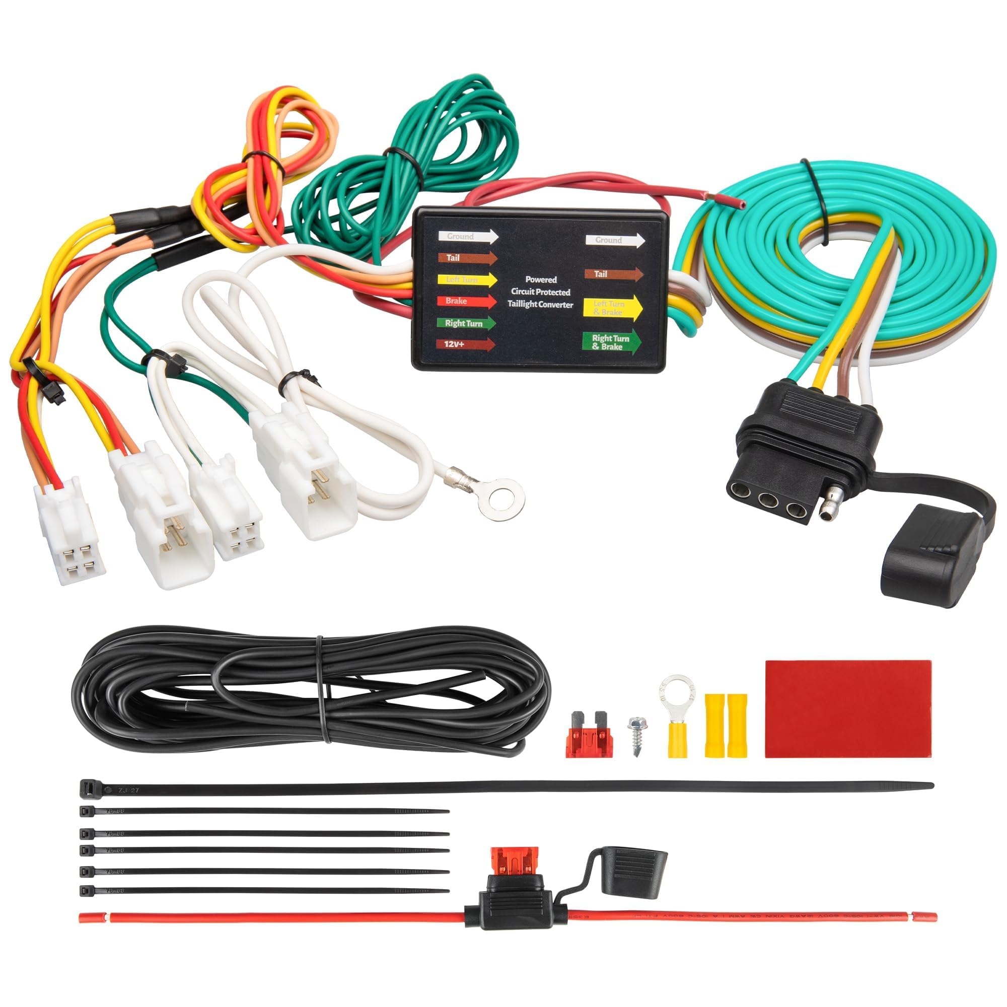 Oyviny Vehicle-Side Custom 4 Pin Trailer Wiring Harness 56434 for 2019-2025 Toyota RAV4 & 2021-2024 Toyota RAV4 Prime & 2023-2025 Mitsubishi Outlander PHEV, Flat 4 Pin Tow Harness for RAV4
