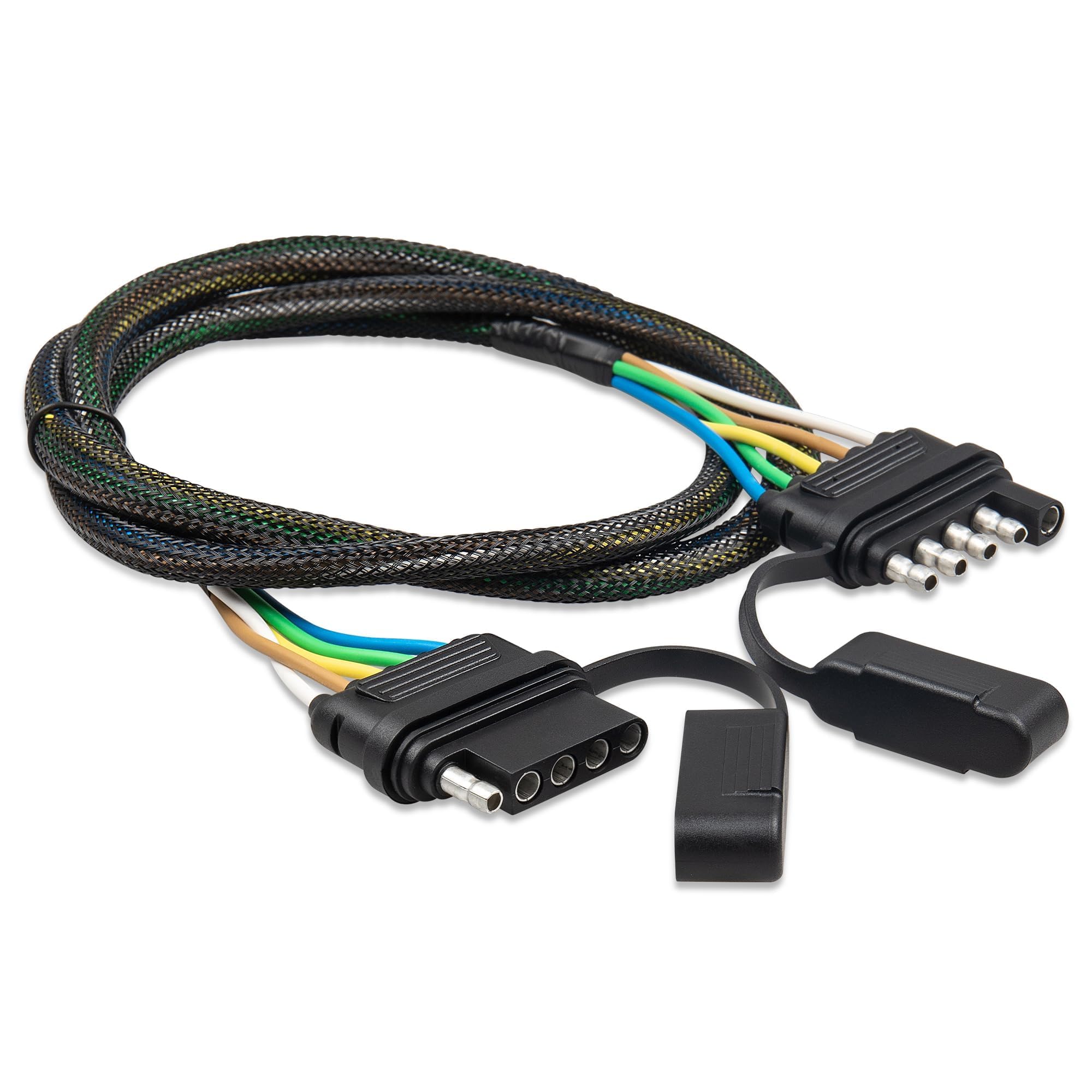 Oyviny 5 Way Flat Trailer Wire Extension 48 inch, Vehicle-Side and Trailer-Side 5-Pin Flat Wiring Harness 18 Guage Male and Female Trailer Wire Connector