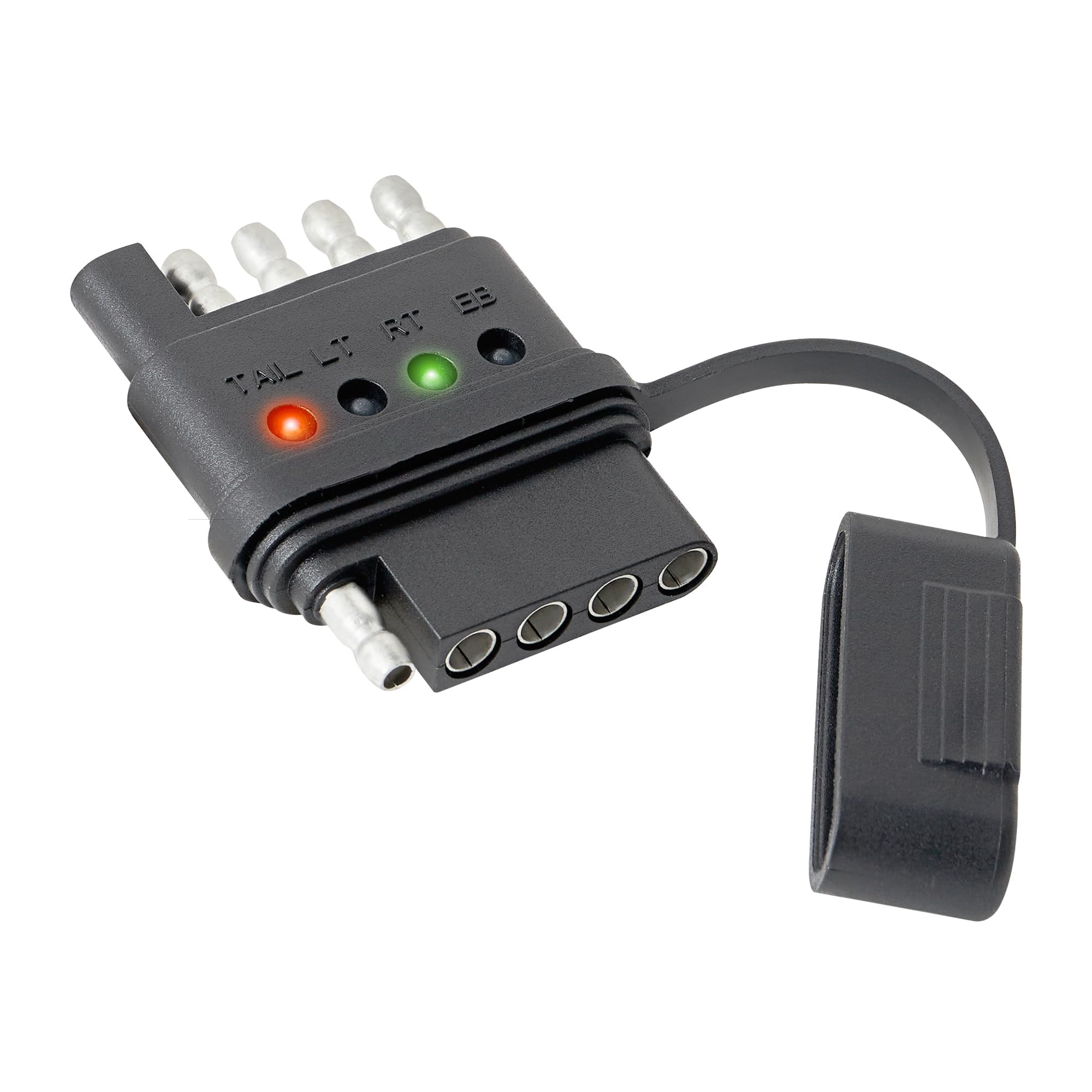 Oyviny 5 Pin Flat Trailer Wiring Tester for Turn Signal/Brake/Tail Lights Trouble Shooter, Two-Sided Design 5 Way Trailer Light Wire Circuit Tester with Bright LED Indicators (Color:Black)
