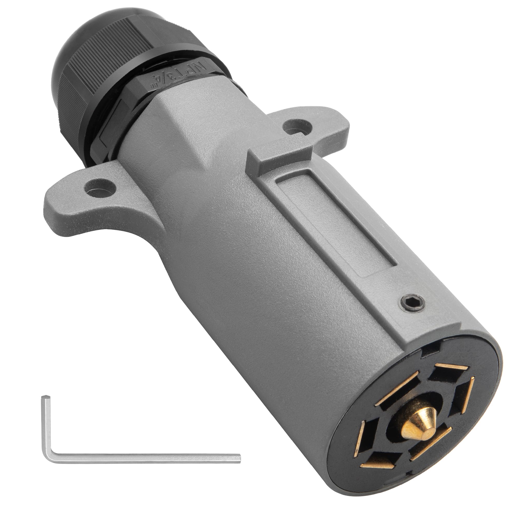 Oyviny RV 7 Pin Trailer Plug with IP68 Waterproof Seal, Detachable 7 Way Round RV-Style Trailer Side Connector 7 Point Trailer Wiring Plug