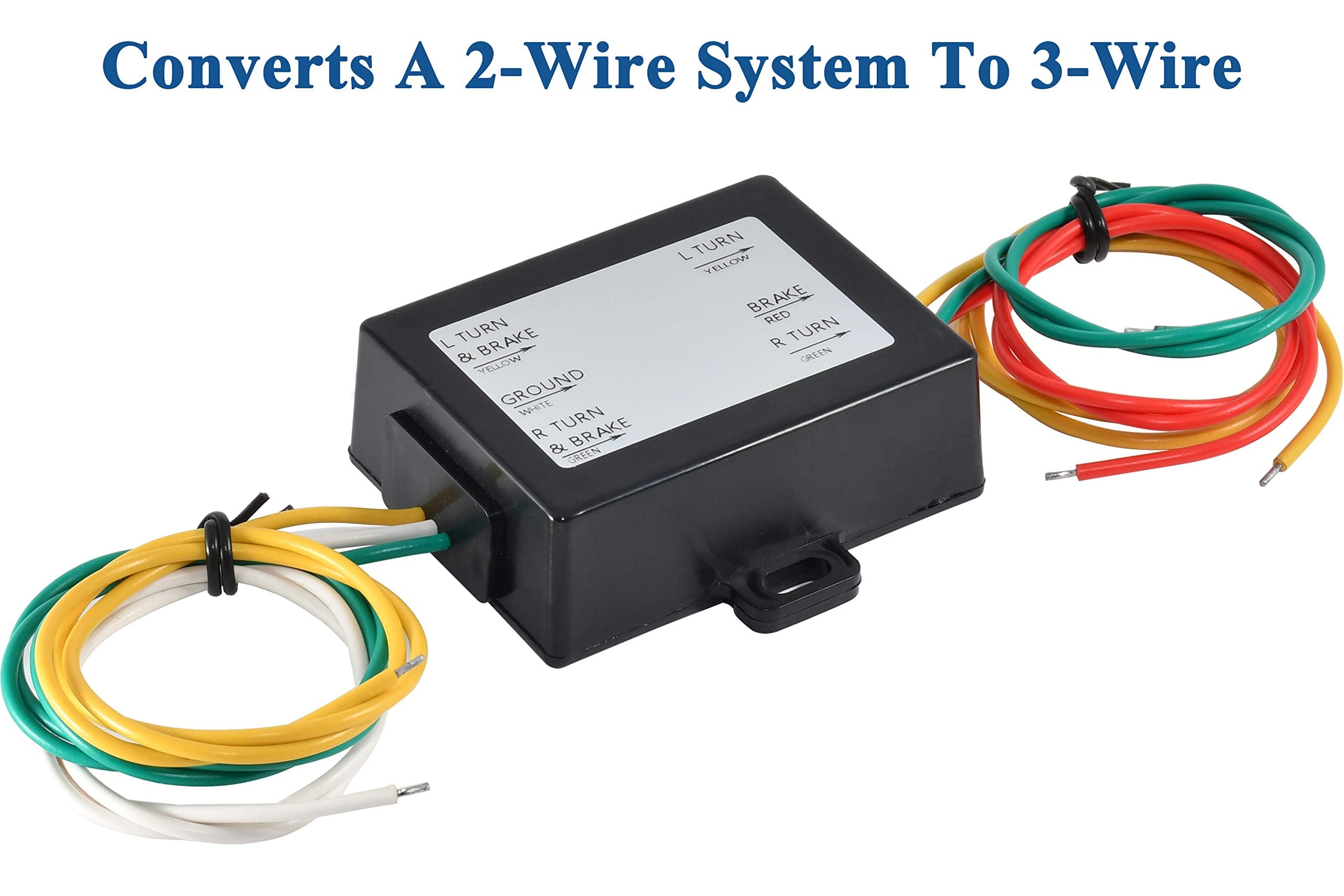 Oyviny 2-to-3-Wire Splice-in Trailer Tail Light Converter for Trailer RV Dinghy Towing Pickup Trucks Vans Electrical System 2-to-3-Wire Taillight Converter Turn Signal Brake Light Adapter