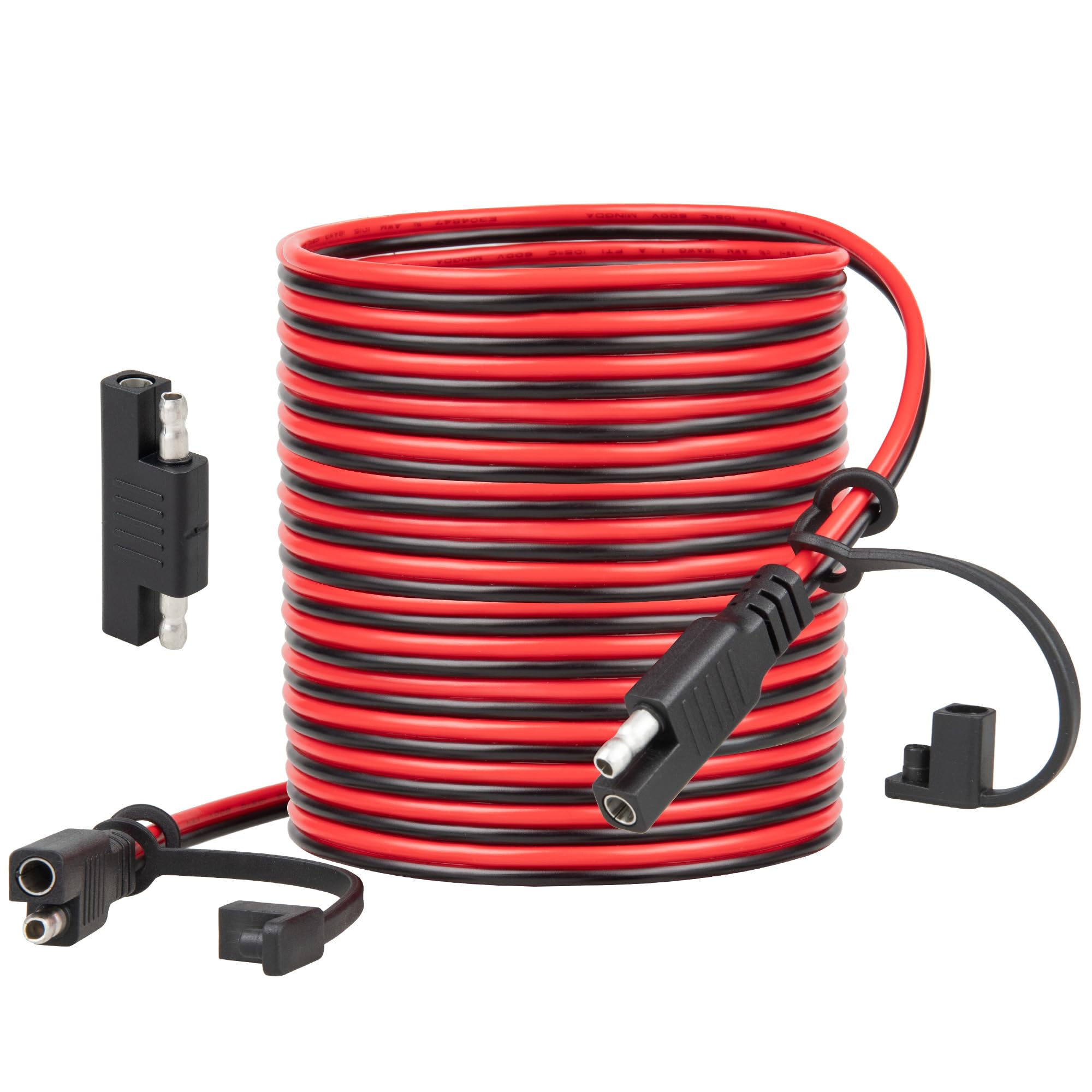 Oyviny 25FT Battery Charger SAE Extension Cable 16AWG, 2 Pin SAE Quick Connector for Solar Panel,Automotive,Charging, Trolling Motor with Reversing Adapter