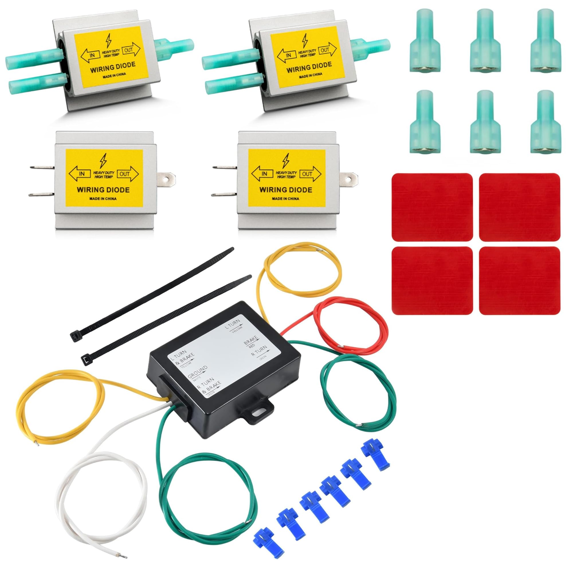 Oyviny Hy-Power Diodes 2 Input&1 Output Spade Towed Vehicle Diodes Kit + 2-to-3-Wire Splice-in Trailer Tail Light Converter for Trailer RV Dinghy Towing Pickup Trucks