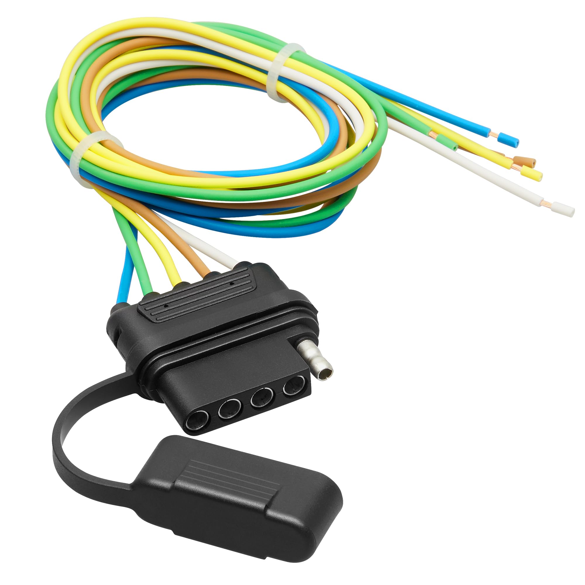 Oyviny Vehicle-Side 5 Way Flat Trailer Wiring Harness Female Plug Connector with 31 inch Wire Lead 5-Pin Female Plug Extension Cable with Dust Cover Brass Terminals