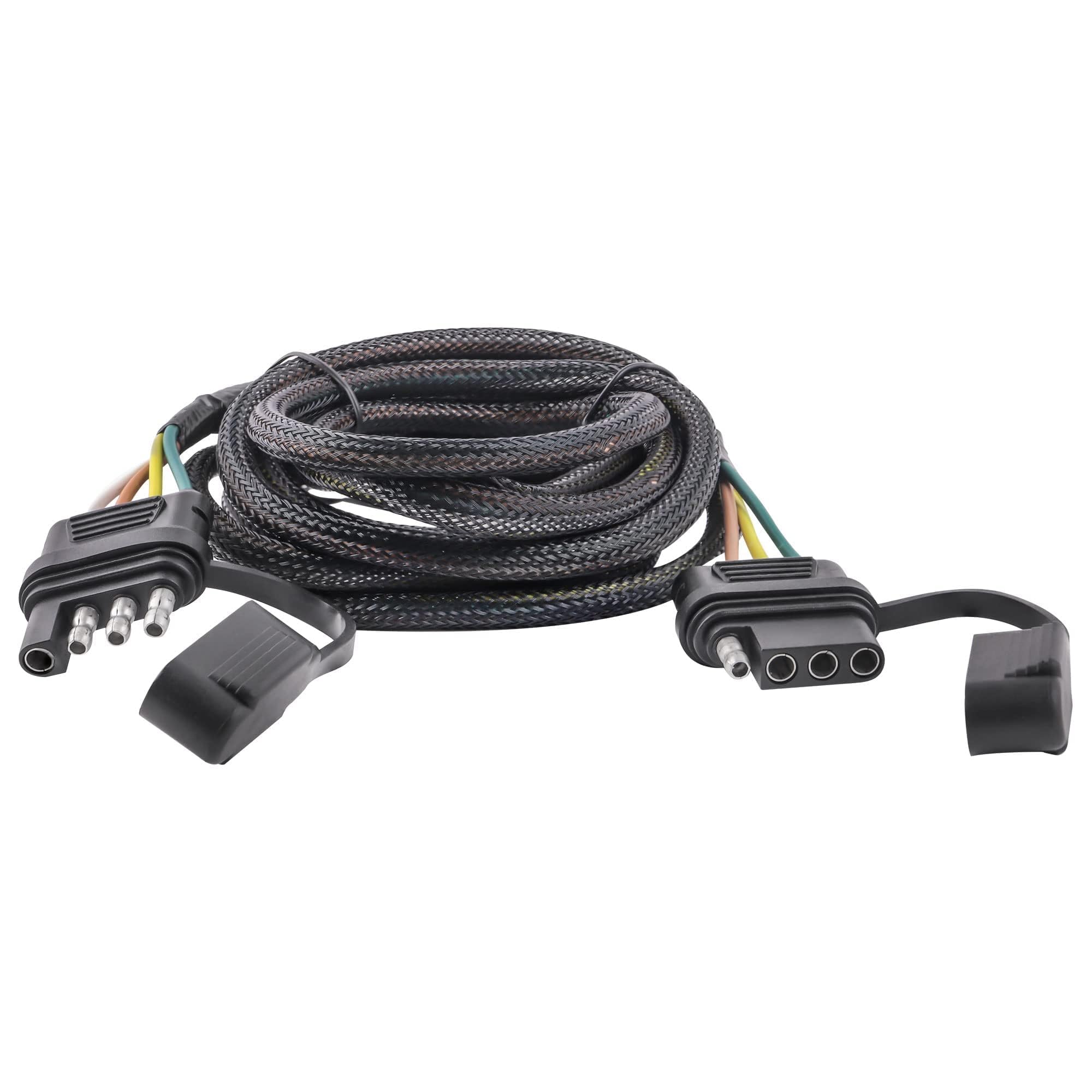 Oyviny 16AWG Vehicle-Side and Trailer-Side 4 Pin Trailer Extension Wiring Harness 8 Feet, 4 Way Flat Trailer Lights Male & Female Connector 96-Inch Pure Copper Wires with Rubber Dust Cover