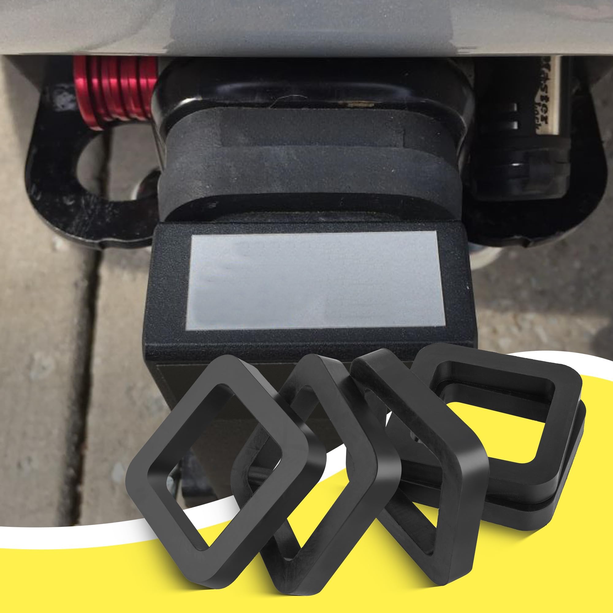 Oyviny 2 Inch Trailer Hitch Silencer Pad for Most 2 Inch Trailer Hitch Receiver, Reduce Rattle and Noise Between Receivers and Tow Hitches, 2" Rubber Hitch Cushion for Adjustable Ball Mounts (5 PCS)