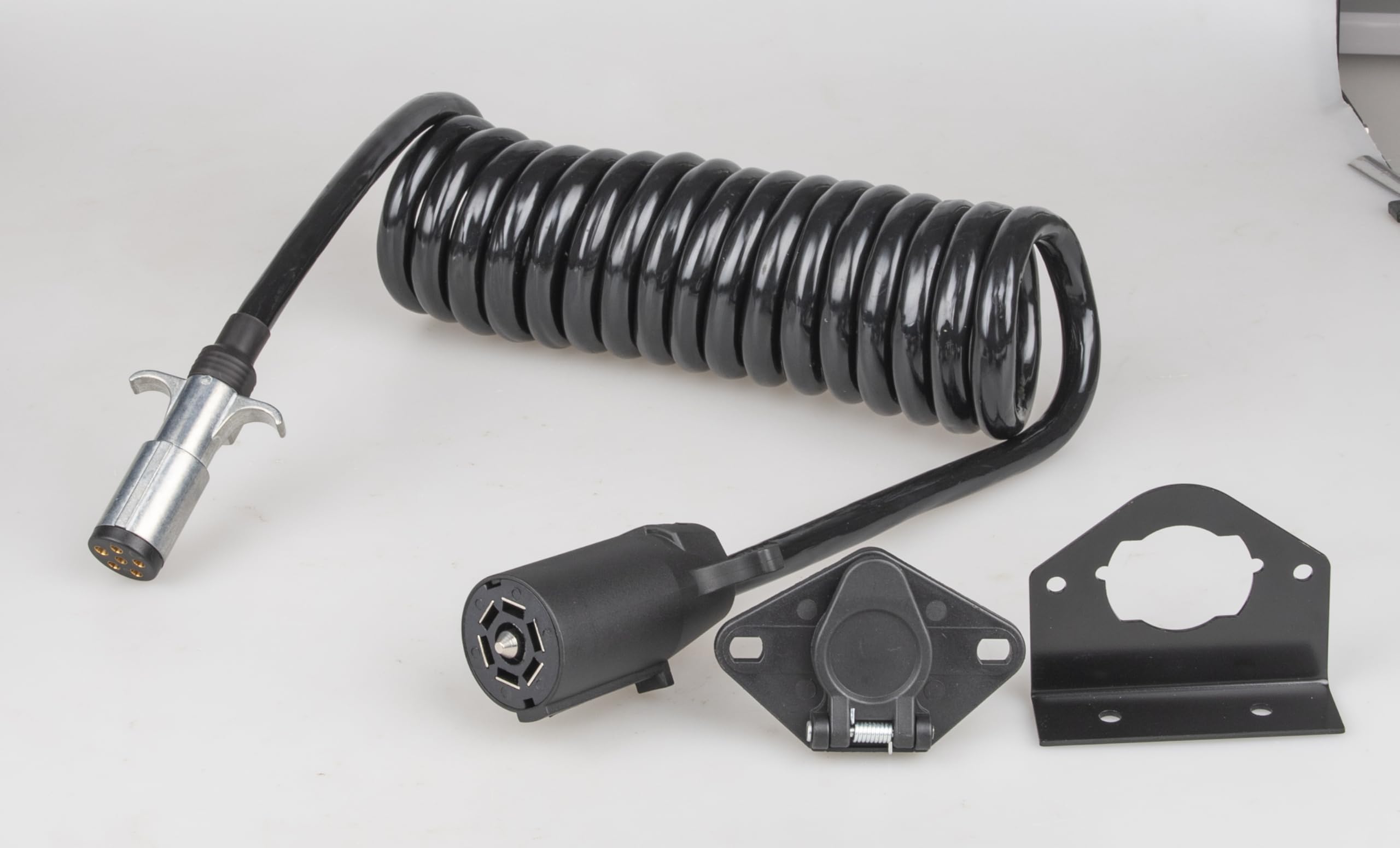 Oyviny 7 Pin to 6 Pin Trailer Adapter Coiled Cable 8 Feet, Heavy Duty 7 Wire to 6 Wire Trailer Plug Adapter with 6 Way Socket for RV Motorhome Flat Tow Vehicle Weather Resistant Dinghy Tow Harness