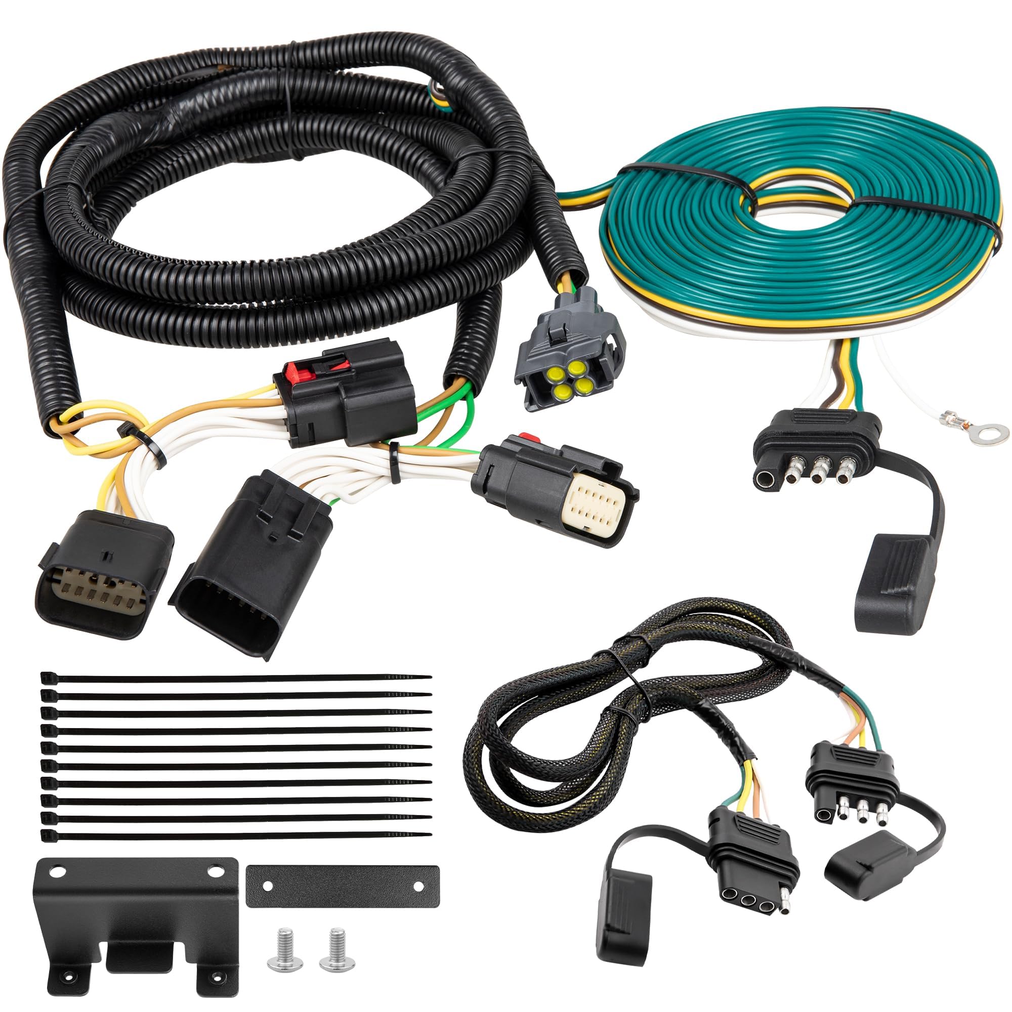 Oyviny 58964 Towed-Vehicle RV Wiring Harness for 2018-2024 Jeep Wrangle JL/JLU, 2020-2024 Jeep Gladiator, 4 Pin RV Dinghy Flat-Towing Wiring Kit