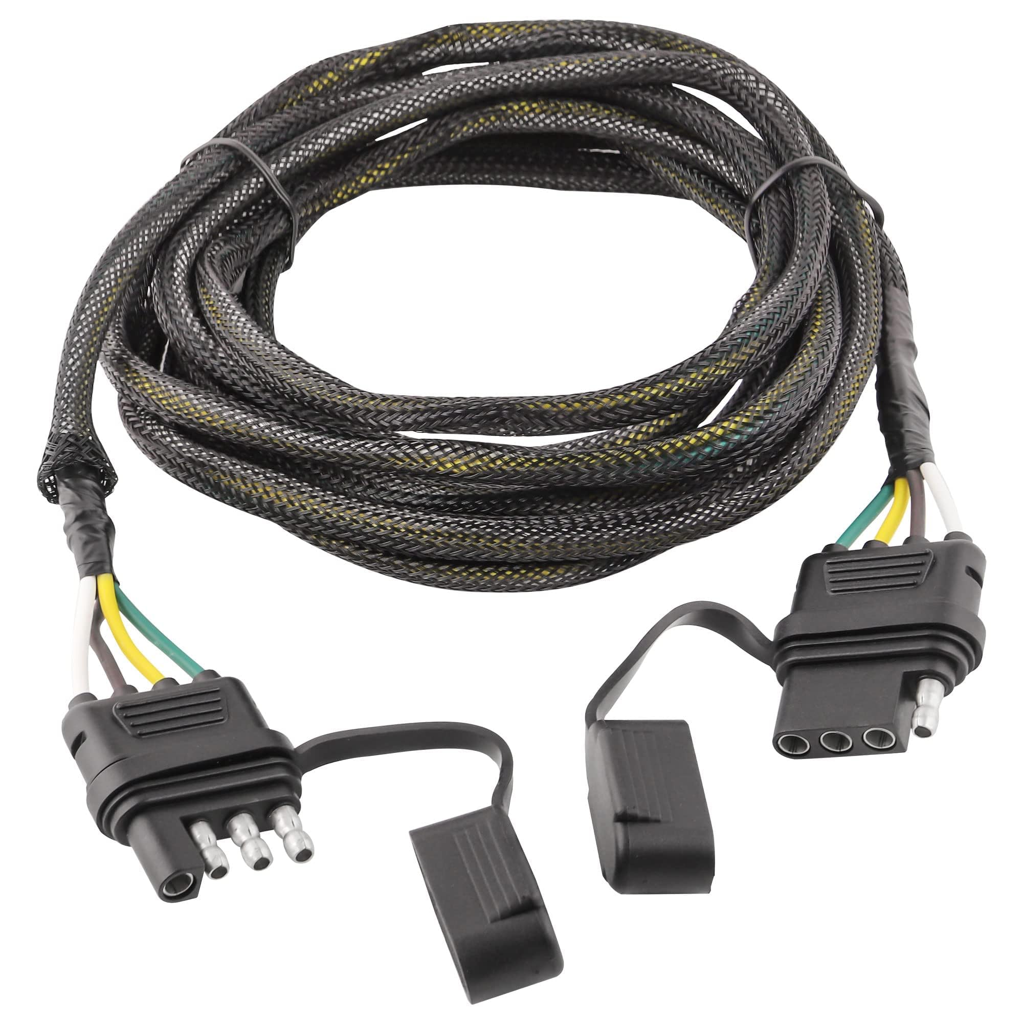 Oyviny 16AWG 4 Pin Vehicle & Trailer Side Wiring Harness Extension-10 Feet, 4-Way Flat Trailer Connector with Rubber Dust Cover