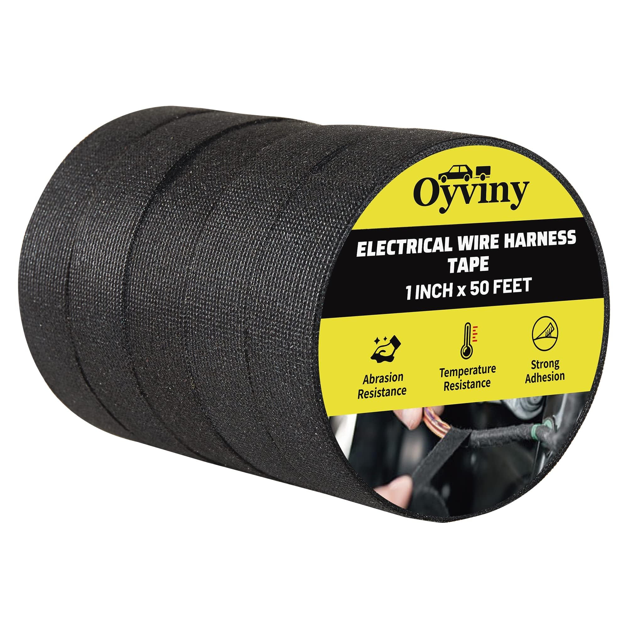 Oyviny Electrical Wire Harness Cloth Tape - 1 Inch x 50 Feet, Self-Adhesive, Noise Dampening, For Automobile, Engine & Audio Wiring