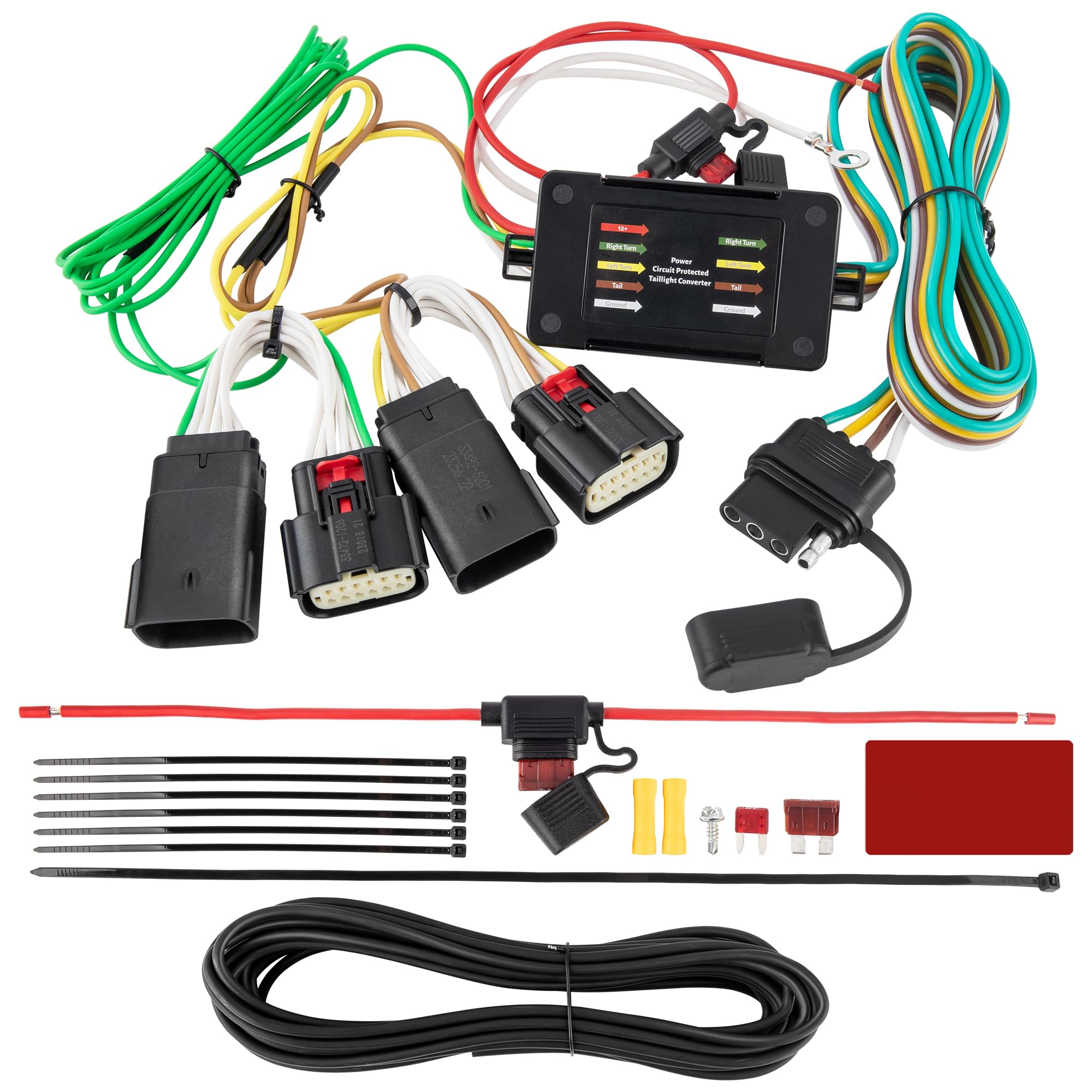 Oyviny 56407 4-Pin Trailer Wiring Harness for 2018-2025 Jeep Wrangler JL JLU Sahara/Sport/Rubincon/Ulimited, for 2020-2025 Gladiator/JT Trailer Tow Hitch Wiring Pure Copper Wire