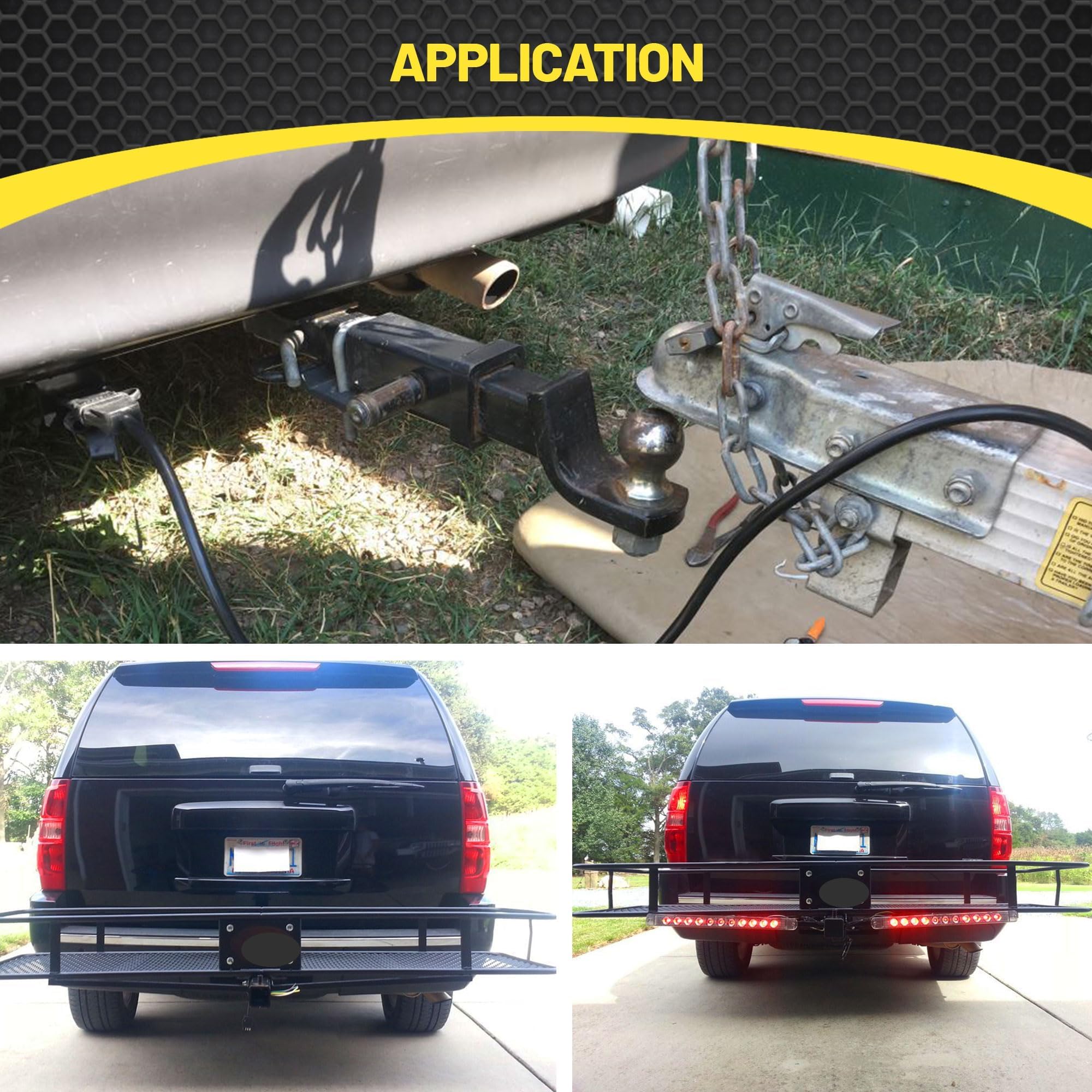 Oyviny 10Ft Trailer-Side 4-Pin Flat Wiring Harness with Jacketed Cable Protected Heavy Duty 18AWG Pure Copper Wires Standard 4 Pin Trailer Plug 4 Way Trailer Connector Color-Coded