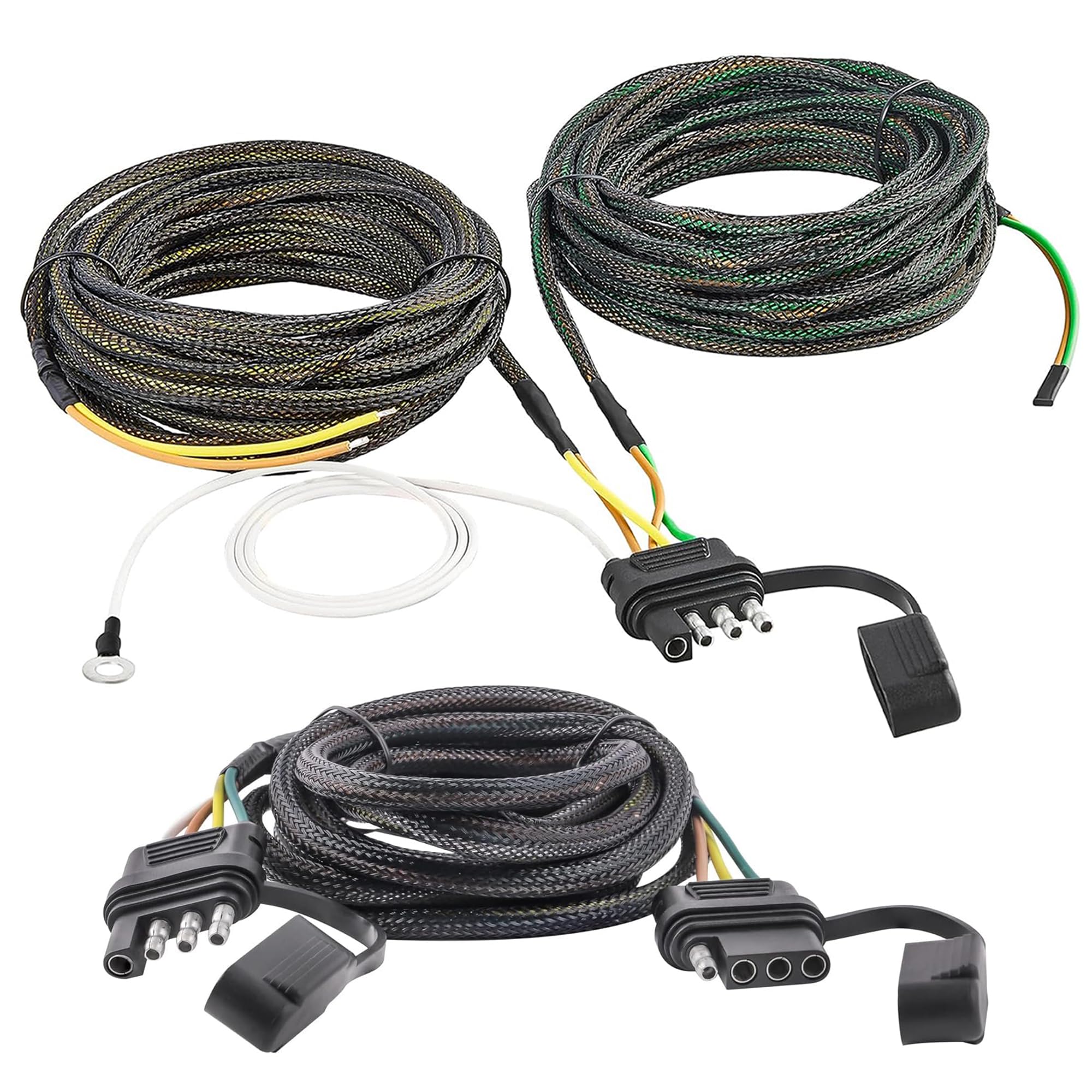 Oyviny 4 Pin 5 Wire Trailer Wiring Harness 22FT for Rewiring Trailer Both-Side Taillight + Vehicle-Side and Trailer-Side 4 Pin Trailer Extension 8 Feet