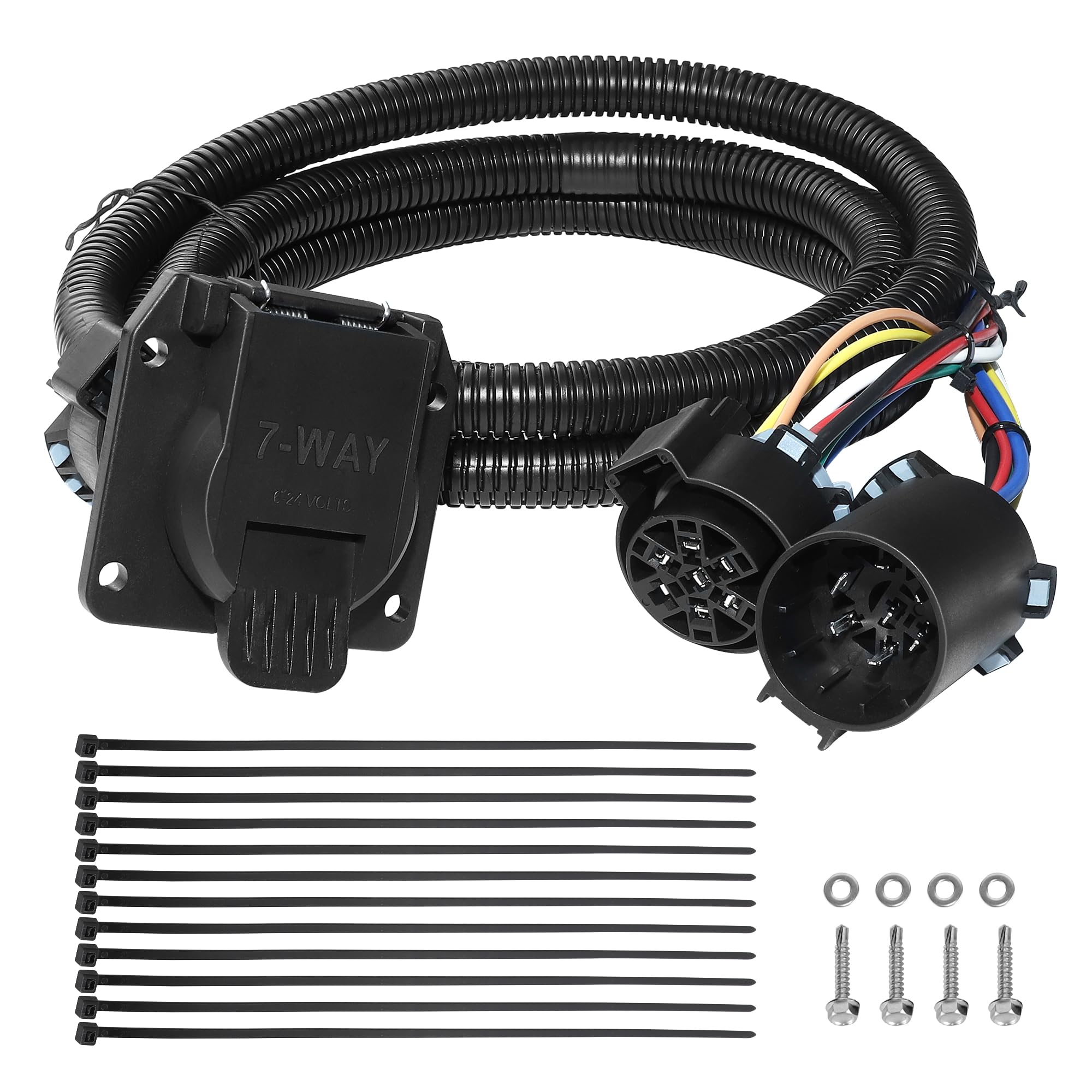 Oyviny Truck Bed 7 Pin Trailer Wiring Extension 7.5 Foot Compatibel with Chevy,Dodge,Ford,GMC,Nissan,Toyota,Ram, Universal Extension Harness for 5th-Wheel and Gooseneck Trailers